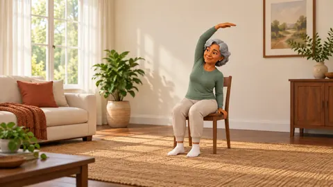 A seated side stretch on a chair
