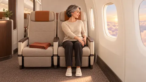 A gentle seated twist on a flight