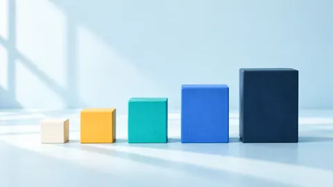Five blocks growing from small to large