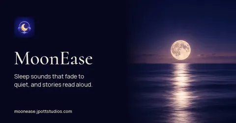 MoonEase website share picture with the app name and tagline