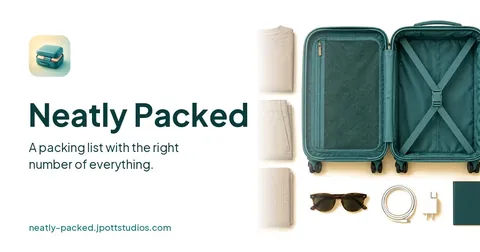 Neatly Packed website share picture with the app name and tagline