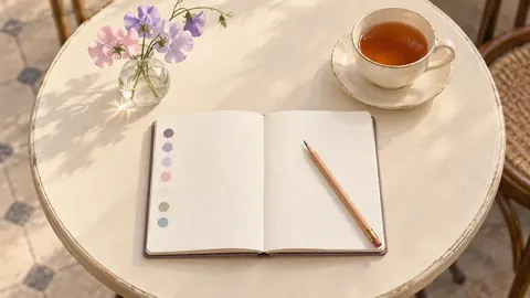 A notebook with a column of mood dots